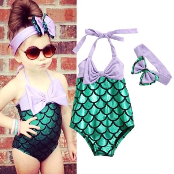 Other - Mermaid swimsuit with bow for little girl